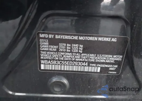 2014 BMW 535I xDrive z USA, uszkodzony, nr VIN WBA5B3C55ED293044